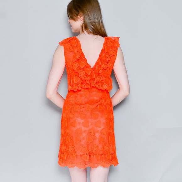 MIU MIU Resort Heart Lace Orange Mini Dress EUC sz 38 - Picture 3 of 9